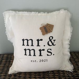 NWT pillow “Mr. and Mrs. Est. 2021”